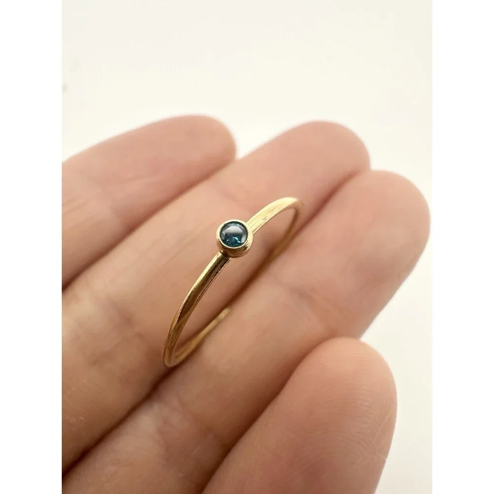 14k Gold Filled Dainty Stackable Ring Size 8 Blue